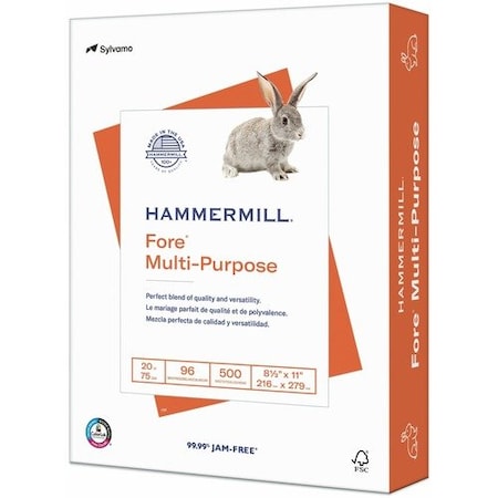 Hammermill Multipurpose Paper, 20 lb, 8-1/2inx11in, 96GE/112 IOS, 400RM/PL, WE, 40PK HAM103267PL